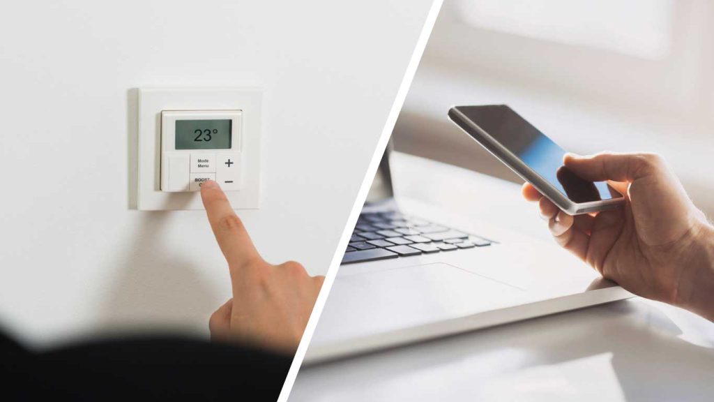pressing thermostat button versus using cellphone