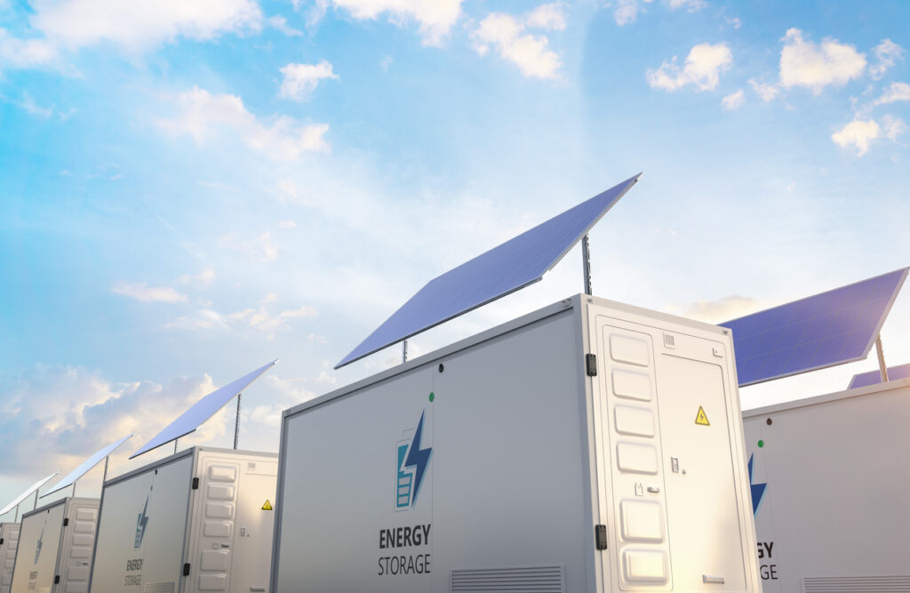 battery container units with solar panels