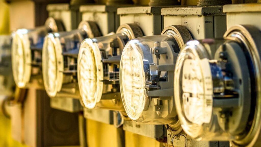 Row of Electric Meters Array